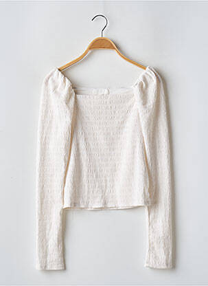 Top guler pătrat mâneci lungi alb H&M femeie