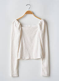 Top guler pătrat mâneci lungi alb H&M femme