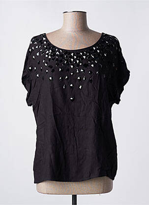 Bluză țesătură poplin mâneci scurte negru TRUSSARDI JEANS femeie