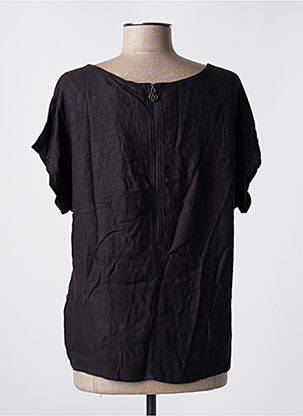 Bluză țesătură poplin mâneci scurte negru TRUSSARDI JEANS femeie