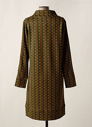 Rochie midi imprimeu fantezie mâneci lungi verde AZAY femeie