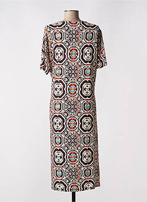 Rochie midi mâneci scurte mâneci scurte maro AZAY femeie