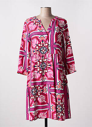 Rochie midi imprimeu fantezie mâneci lungi roz STREET ONE femeie