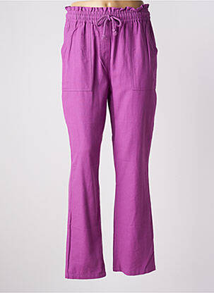 Pantalon drept țesătură poplin talie înaltă violet C'EST BEAU LA VIE femeie