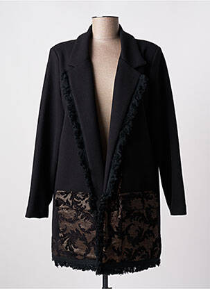 Palton lung negru SOPHIA CURVY femeie