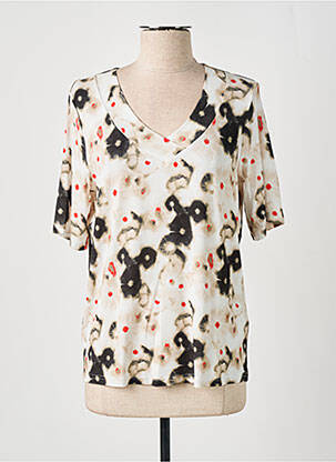 Top țesătură jersey mâneci scurte bej FRANK WALDER femme