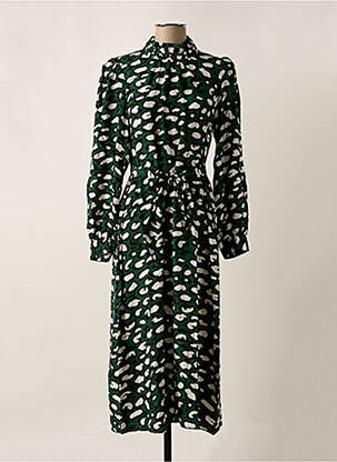Rochie lungă țesătură poplin mâneci lungi verde ESSENTIEL ANTWERP femeie