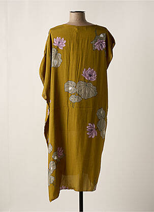 Rochie midi imprimeu floral mâneci scurte verde RABENS SALONER femeie
