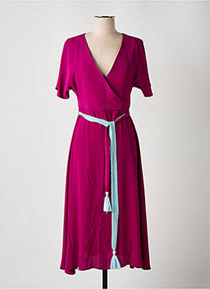 Rochie midi țesătură crep mâneci scurte violet NIU femeie