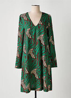 Rochie midi imprimeu fantezie mâneci lungi verde MALIPARMI femeie