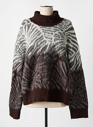 Pulover cu guler înalt tricot gros mâneci lungi maro BY MALENE BIRGER femeie