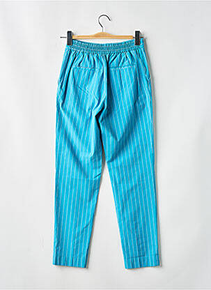 Pantalon chino țesătură poplin talie înaltă albastru MOMONI femeie