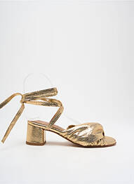 Sandale/pantofi decupați țesătură satinată toc de 4 la 6 cm auriu ANAKI femme