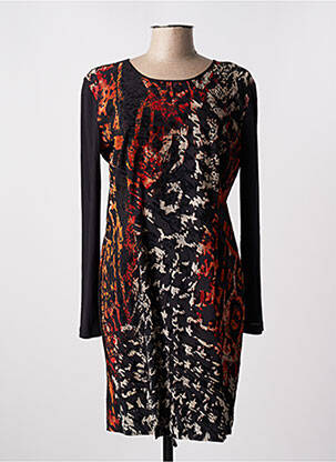 Rochie midi imprimeu fantezie mâneci lungi negru FRED SABATIER femeie