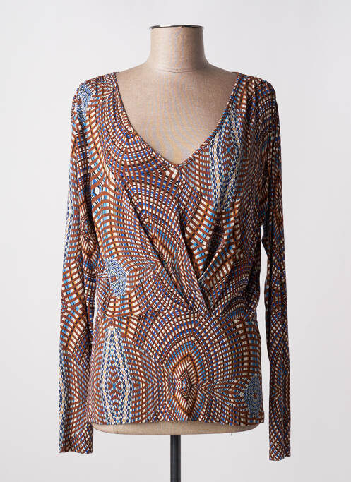 Tricou guler în v mâneci lungi maro VOODOO femme