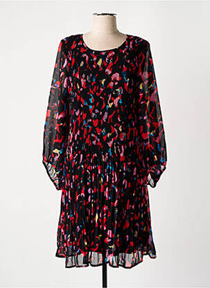 Rochie midi imprimeu fantezie mâneci lungi negru ICHI femeie
