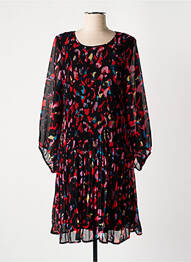 Rochie midi imprimeu fantezie mâneci lungi negru ICHI femeie