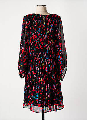 Rochie midi imprimeu fantezie mâneci lungi negru ICHI femeie