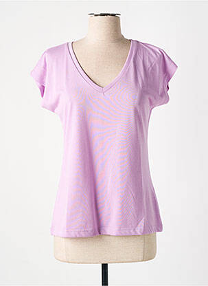 Tricou croială dreaptă mâneci scurte violet KAFFE femeie