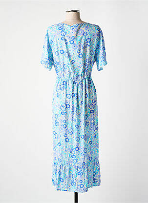 Rochie midi imprimeu floral mâneci scurte albastru HALOGENE femeie