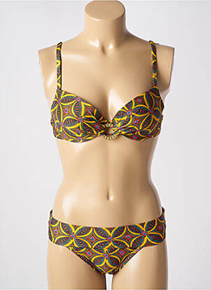 Costum de baie din două piese elasticitate top sutien modelat galben ANTIGEL femeie