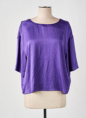Bluză guler rotund mâneci 3/4 violet AMERICAN VINTAGE femeie