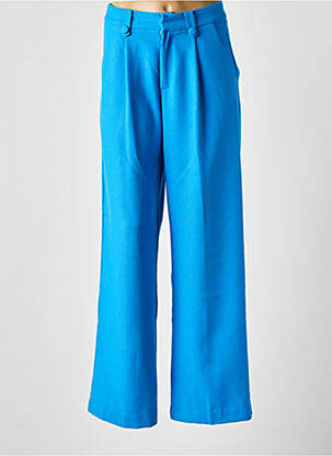 Pantalon larg talie cu cleme talie înaltă albastru GRACE & MILA femeie