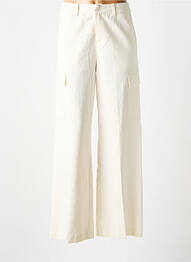Pantalon cargo țesătură poplin talie înaltă bej GRACE & MILA femme
