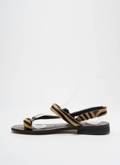 Șlapi talpă exterioară din piele toc plat până la 3 cm maro THERA'S femme