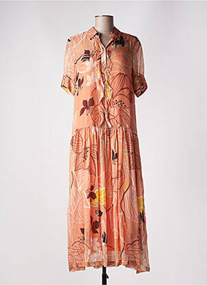 Rochie lungă mâneci scurte mâneci scurte portocalie ATTIC AND BARN femeie