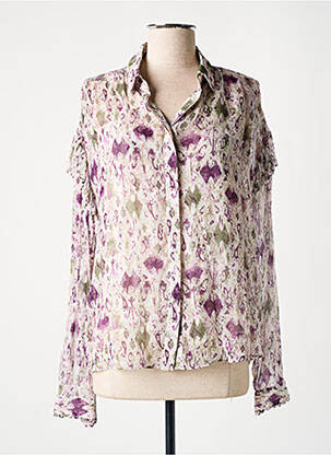 Cămașă imprimeu floral mâneci lungi violet BERENICE femeie