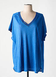 Tricou guler în v mâneci scurte albastru BELLA JONES femeie