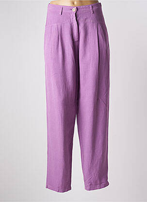 Pantalon drept talie cu cleme talie înaltă violet FORTE-FORTE femeie
