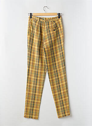 Pantalon drept talie cu cleme talie înaltă galben LAURENCE BRAS femeie