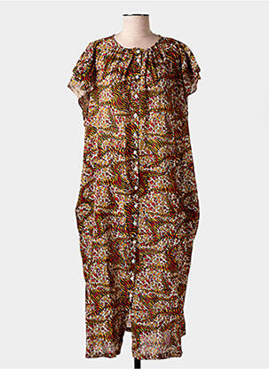 Rochie lungă mâneci scurte mâneci scurte portocalie CHICOSOLEIL femeie