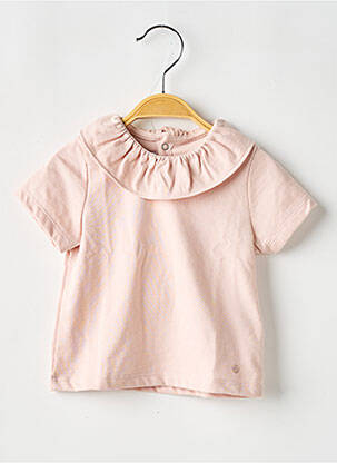Tricou închidere cu nasturi la spate mâneci scurte roz PETIT BATEAU fată