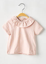 Tricou închidere cu nasturi la spate mâneci scurte roz PETIT BATEAU fille