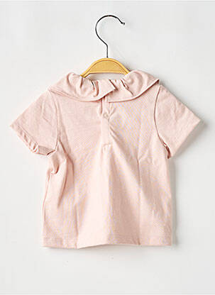 Tricou închidere cu nasturi la spate mâneci scurte roz PETIT BATEAU fată