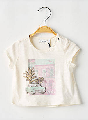 Tricou croială cambrată mâneci scurte bej IKKS fată