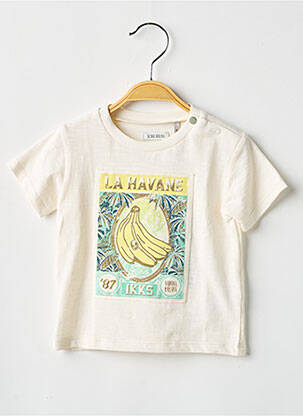Tricou închidere cu nasturi pe umăr mâneci scurte bej IKKS fată
