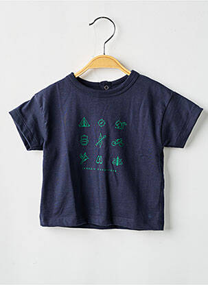 Tricou croială dreaptă mâneci scurte albastru PETIT BATEAU băiat
