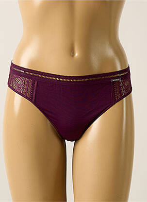 Tanga efect material satinat violet IMPLICITE femme