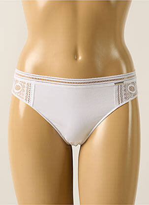 Tanga efect material satinat alb IMPLICITE femeie