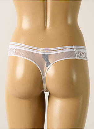 Tanga efect material satinat alb IMPLICITE femeie