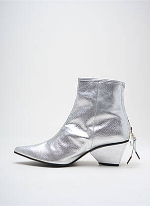 Botine/ghete material neted toc de 4 la 6 cm argintiu REIKE NEN femeie