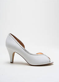 Pantofi cu toc țesătură satinată toc de 4 la 6 cm alb EMILIE KARSTON femme