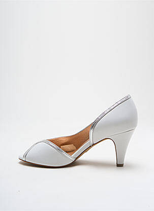 Pantofi cu toc țesătură satinată toc de 4 la 6 cm alb EMILIE KARSTON femeie