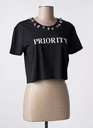 Tricou croială dreaptă mâneci scurte negru RELISH femeie