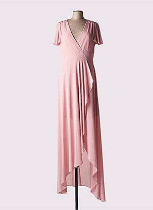 Rochie lungă mâneci scurte mâneci scurte roz QUEEN SIZE femeie