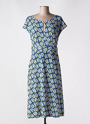 Rochie midi imprimeu fantezie mâneci scurte albastru MARIA BELLENTANI femeie